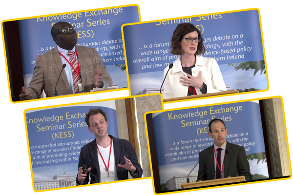 Montage of different academics giving a presentation during a session of the Knowledge Exchange Seminar Series.